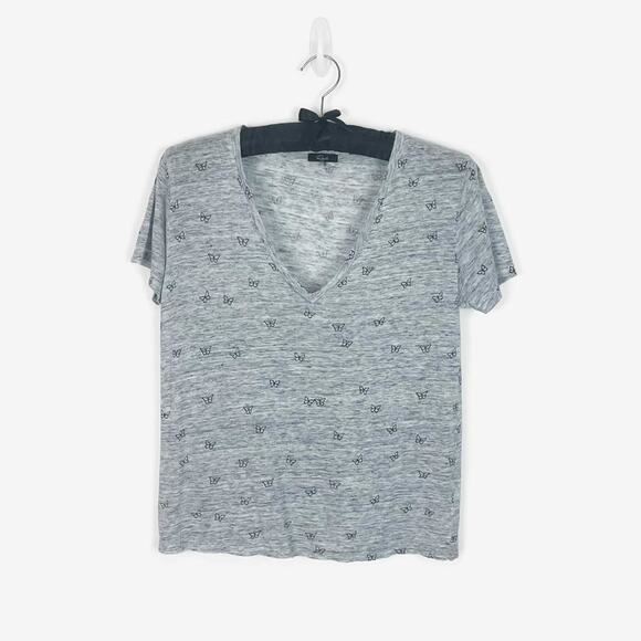 Rails Cara Butterfly Tee Small Gray Linen Blend Lightweight Relaxed Fit Summer - Picture 1 of 3